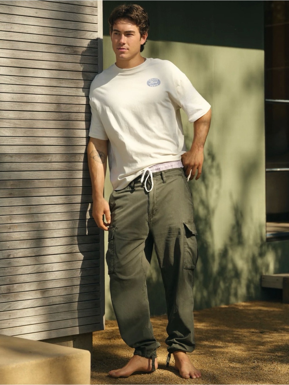 American Eagle Outfitters AE Flex Lived-In Cargo Pant, Green, Sz 32